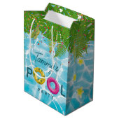 Tropisch Zwembad Party Zwembad Verjaardag Medium Cadeauzakje (Achterkant Gekanteld)