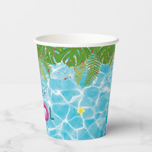 Tropisch Zwembad Party Zwembad Verjaardag Papieren Bekers (Achterkant)
