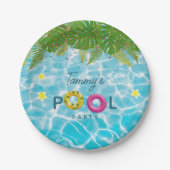 Tropisch Zwembad Party Zwembad Verjaardag Papieren Bordje (Voorkant)