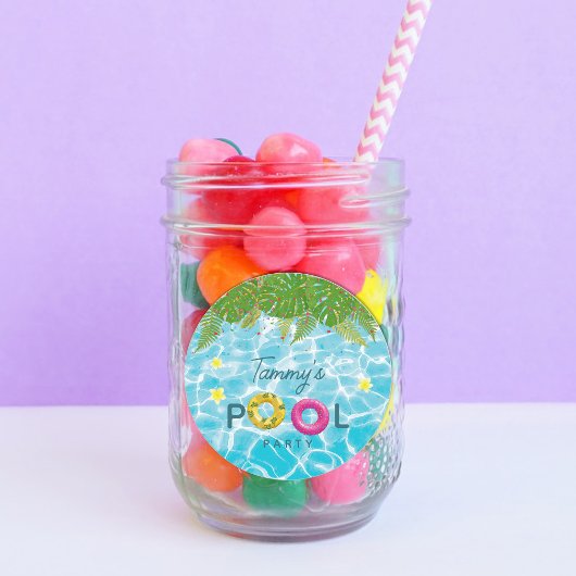 Tropisch Zwembad Party Zwembad Verjaardag Ronde Sticker