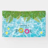 Tropisch Zwembad Party Zwembad Verjaardag Spandoek (Horizontaal)