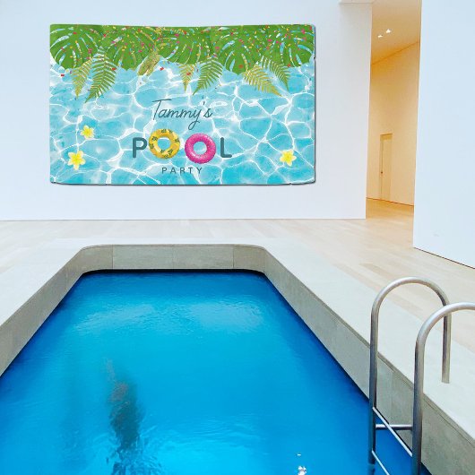Tropisch Zwembad Party Zwembad Verjaardag Spandoek