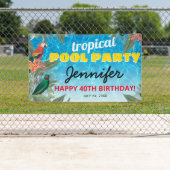 Tropisch zwembad verjaardagsfeest spandoek (Insitu)
