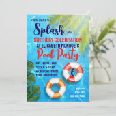 Tropisch zwembad, verjaardagsfeestje kaart (Staand voorkant)