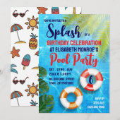 Tropisch zwembad, verjaardagsfeestje kaart (Voorkant / Achterkant)