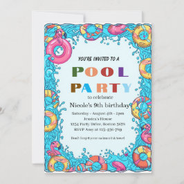 Tropisch zwembadfeestje Nicole 9e verjaardag 2026 Kaart