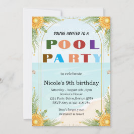 Tropisch zwembadfeestje Nicole 9e verjaardag 2026 Kaart