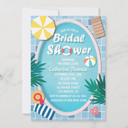 Tropisch zwembadfeestje Zomer bruidsfeestje Kaart (Voorkant)