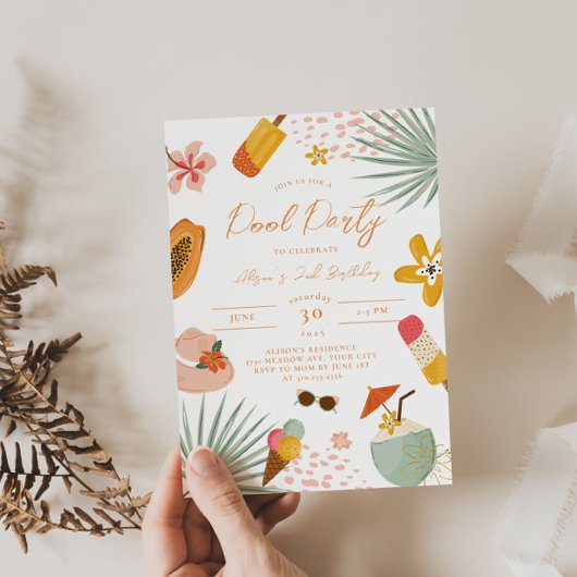 Tropisch zwembordfeest Zomer verjaardagsuitnodigin Kaart