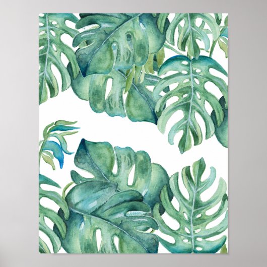 Tropisch Zwitsers Plant Waterverf Art Poster (Voorkant)