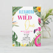 Tropische 1e Wilde Een Meisje Bloemen Verjaardag Kaart (Staand voorkant)