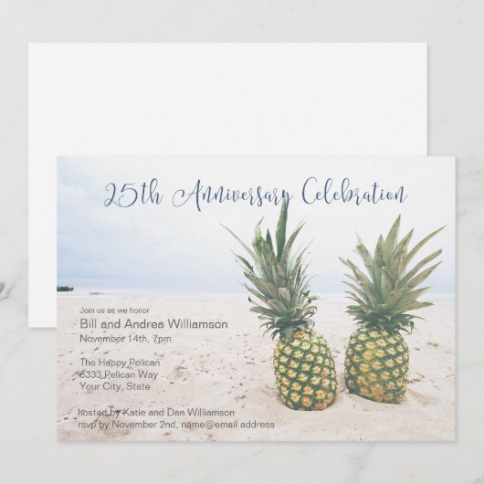 Tropische 25e Jubileum Partij Kaart (Voorkant / Achterkant)