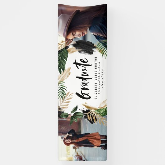 Tropische 2 foto afstuderen moderne scriptbanne spandoek (Verticaal)