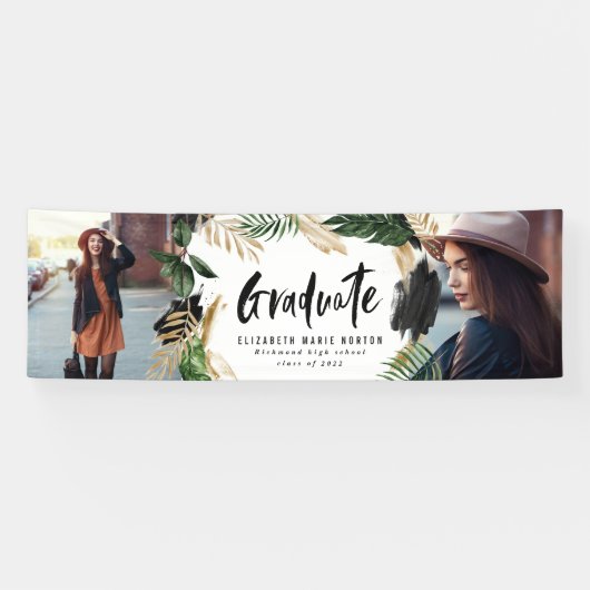 Tropische 2 foto afstuderen moderne scriptbanne spandoek (Horizontaal)