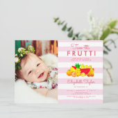 Tropische 2e verjaardag Roze foto twee-tti Frutti Kaart (Staand voorkant)