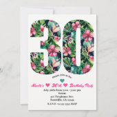 Tropische 30 30e 30e verjaardagsfeest uitnodiging (Voorkant)