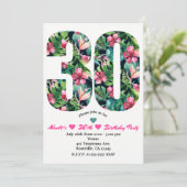 Tropische 30 30e 30e verjaardagsfeest uitnodiging (Staand voorkant)