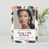 Tropische 30e verjaardag uitnodiging met foto (Staand voorkant)