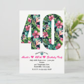 Tropische 40 40e 40e verjaardag Uitnodiging (Staand voorkant)