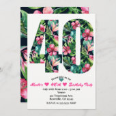 Tropische 40 40e 40e verjaardag Uitnodiging (Voorkant / Achterkant)