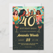Tropische 40e verjaardag bash met cocktailparty kaart (Voorkant)