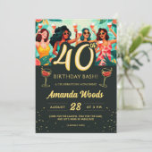 Tropische 40e verjaardag bash met cocktailparty kaart (Staand voorkant)
