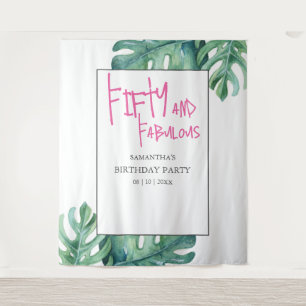 Tropische 50ste verjaardag achtergrond wandkleed