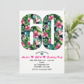 Tropische 60 60e 60e verjaardagsfeest uitnodiging (Staand voorkant)