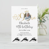 Tropische 90e gouduitnodiging met foto kaart (Staand voorkant)