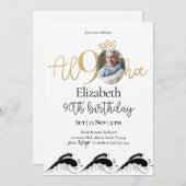 Tropische 90e gouduitnodiging met foto kaart (Voorkant / Achterkant)