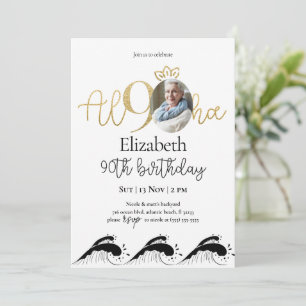 Tropische 90e gouduitnodiging met foto kaart