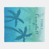 Tropische aangepaste Aqua Blue Palm Tree Fleece Deken (Voorkant (Horizontaal))