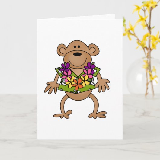 Tropische Aap Luau Kaart (Gele Bloem)
