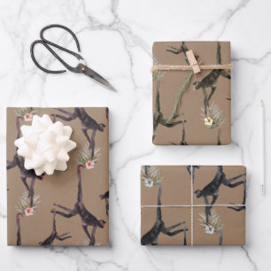 Tropische aap Waterverf van Kraft Paper Oerwoud