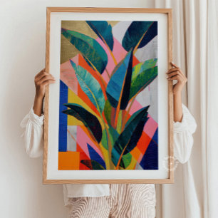 Tropische Abstracte Print, Moderne Kust Muur Kunst Poster