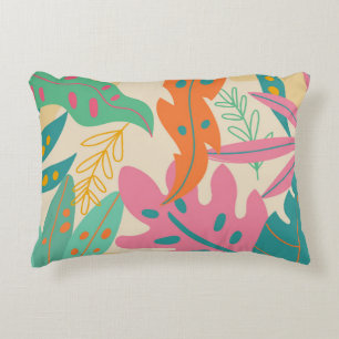 Tropische achtergrond met jungleplanten. Palmblad Accent Kussen