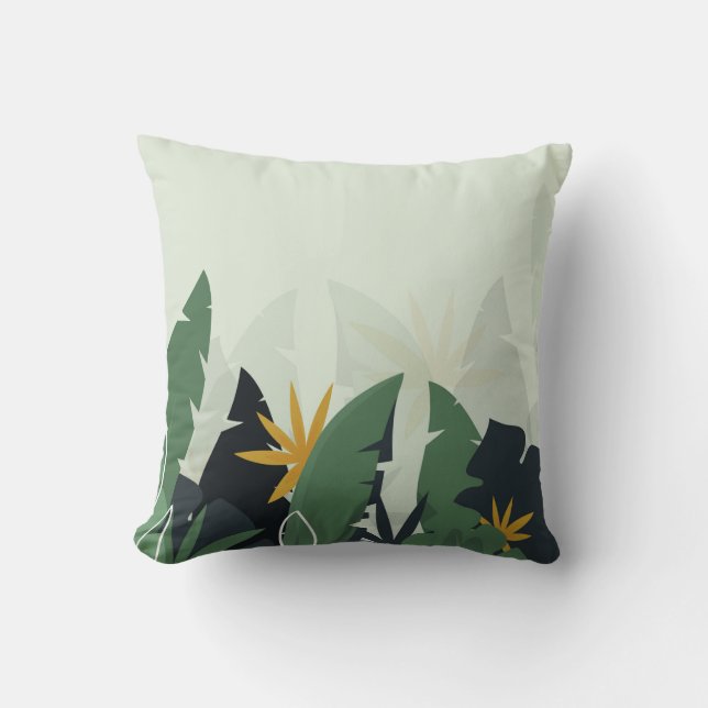 Tropische achtergrond met oerwoud planten. Palmver Kussen (Voorkant)