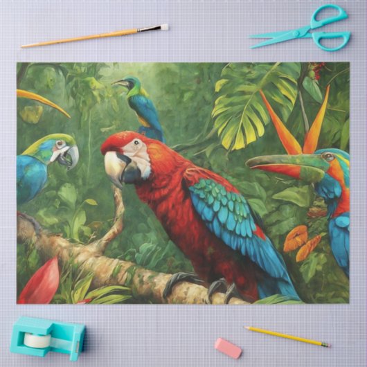 Tropische achtergrond met papegaaien Decoupage Tissuepapier (Craft)
