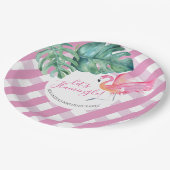 Tropische Achtertuin Verjaardag Roze Flamingo Papieren Bordje (Gekanteld)