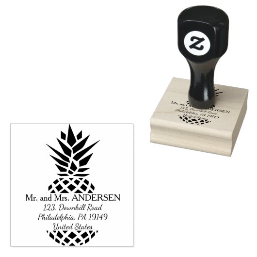 Tropische adresstempel | ananasstempel rubberstempel (Gestempeld)