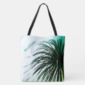Tropische afbeelding met voorgeblazen palmboom tote bag (Achterkant)