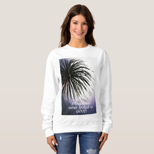Tropische afbeelding T-shirt met voorgeblazen palm (Voorkant volledig)