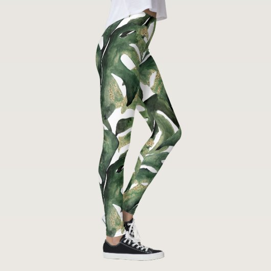 Tropische afdruk in waterverf leggings (Rechts)