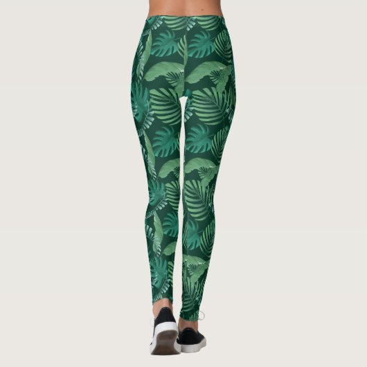 Tropische afdruk Leggings Groen (Achterkant)