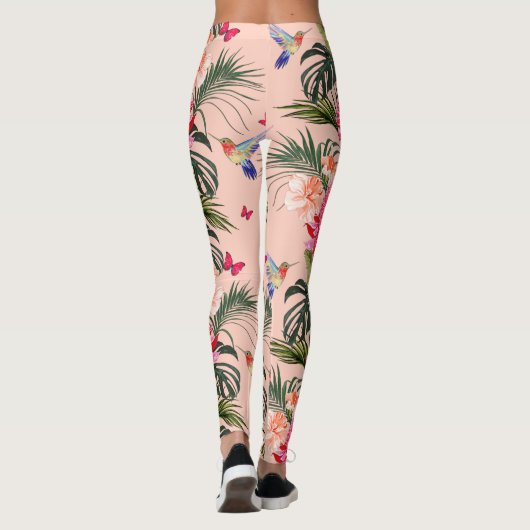 Tropische afdruk, luchtvogels, botervliegen leggings (Achterkant)