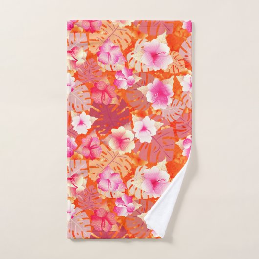 Tropische afdrukken in levend koraal bad handdoek (Handdoek)