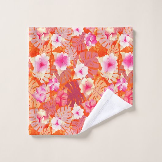 Tropische afdrukken in levend koraal bad handdoek (Wasdoekje)