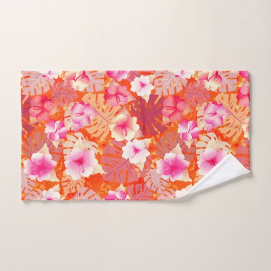 Tropische afdrukken in levend koraal bad handdoek (Handdoek)