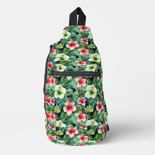 Tropische afdrukken sling bag (Voorkant)