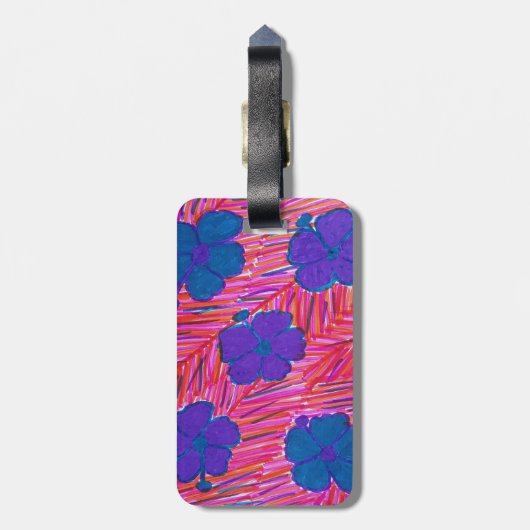 Tropische afdrukken van roze Hawaii Dreams Bagagelabel (Achterkant verticaal)